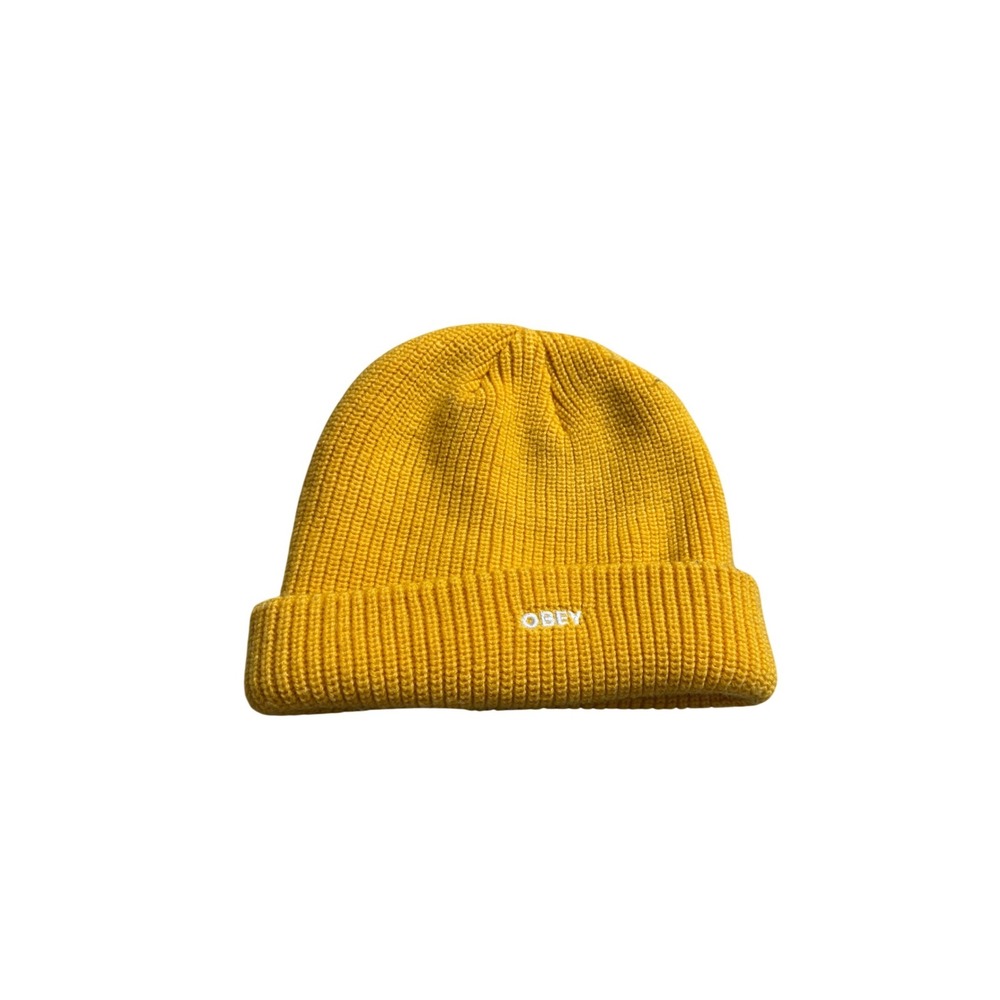 Obey Beanie Hat Mustard Yellow Fisherman Streetwear Skater Thrasher Retro Casual